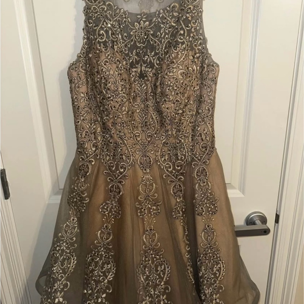 Elegant Gold Embroidered Dress